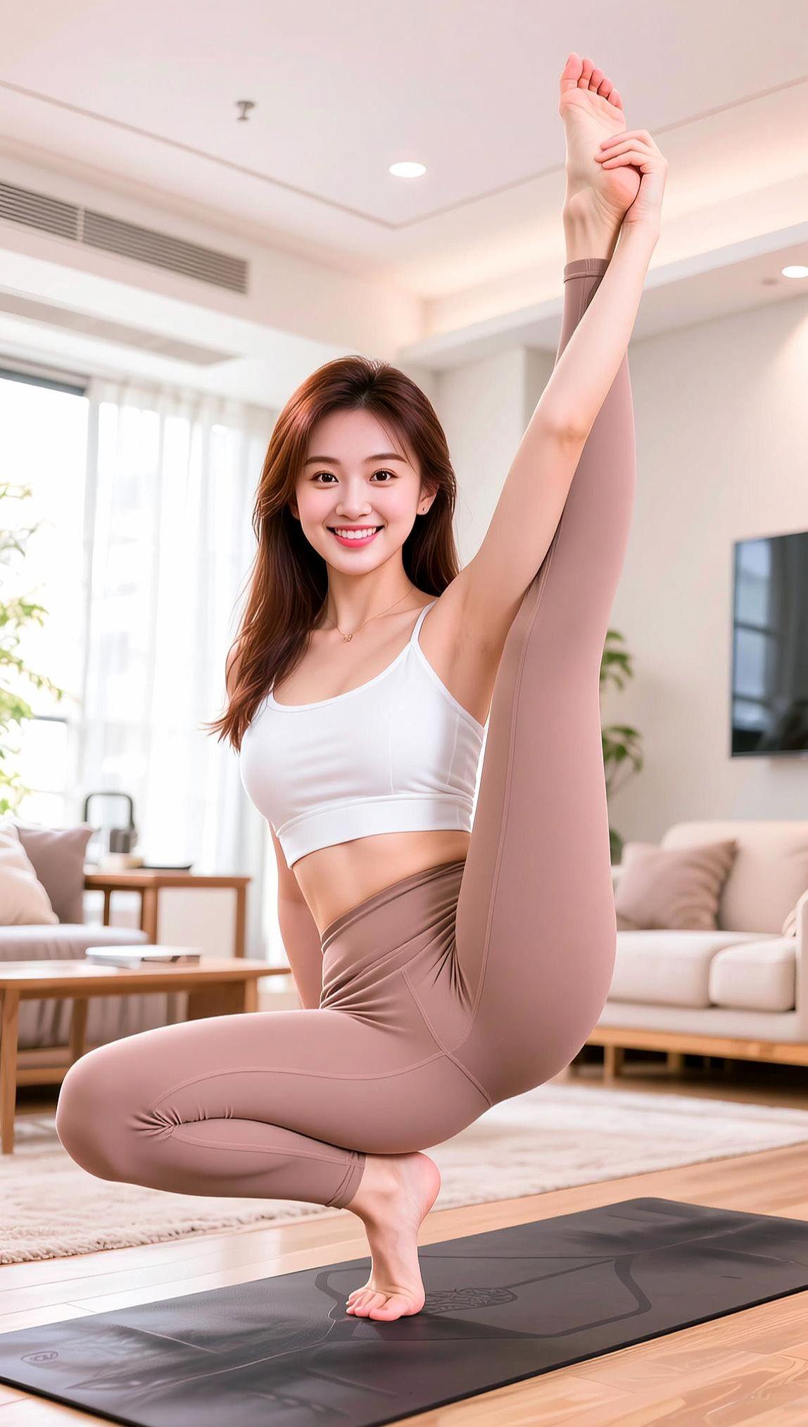 AI瑜伽健身照 抖音ai创作 同龄人路过的点个赞 努力创造美好