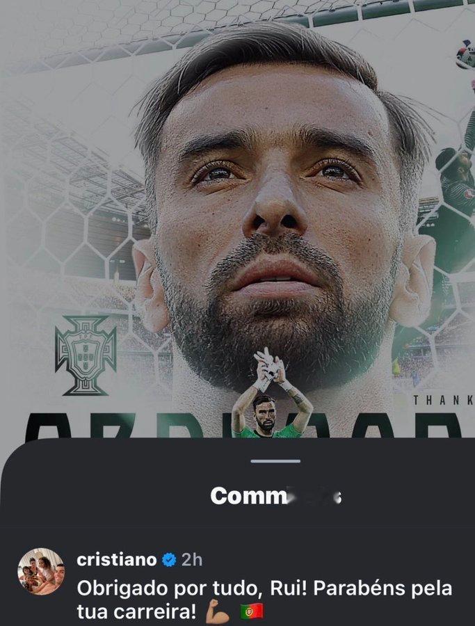 C罗 鲁伊·帕特里西奥退役 C 罗送上祝福：“鲁伊，感谢你所做的一切，祝贺你拥有