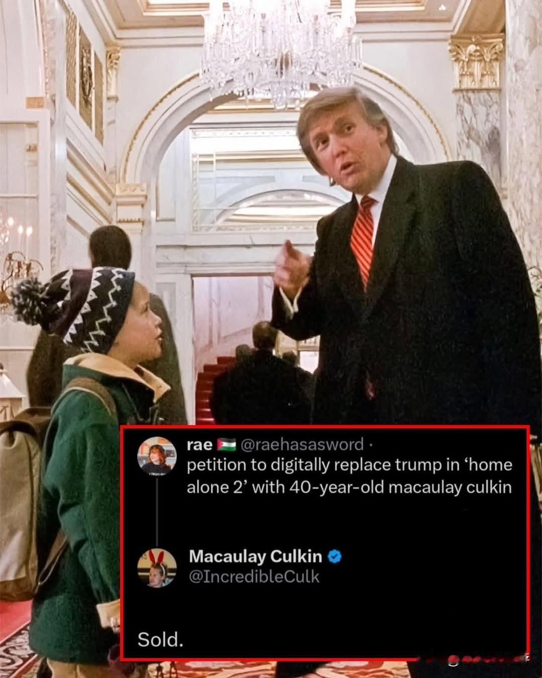 好莱坞演员麦考利·库尔金表示他愿意删掉《小鬼当家2》中涉及特朗普的那段情节。