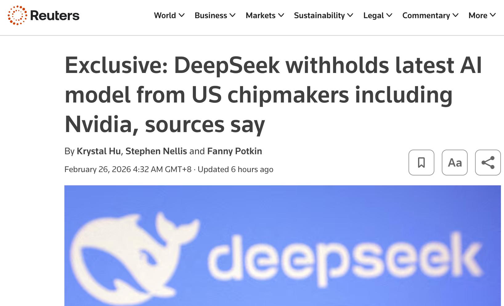 DeepSeek新模型曝光：传华为抢先适配