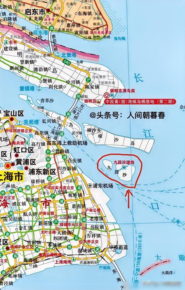 从地图上看，上海市东部的长江口水域有两座岛屿被命名为九段沙。

好多人刚看到这个