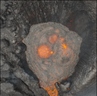 无人机在火山正上方拍摄火山喷发镜头 ​​​