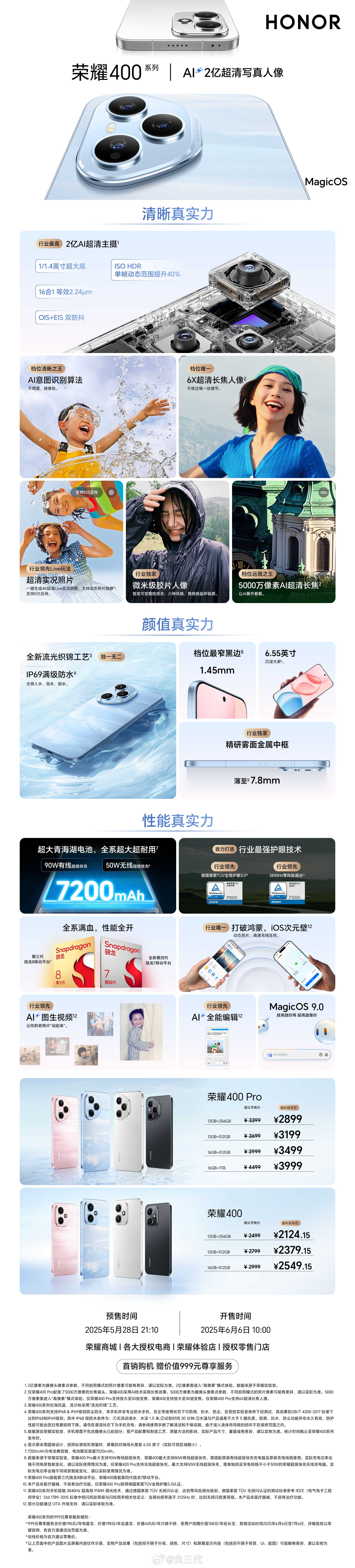 荣耀400系列正式发布，国补后到手2124元起[二哈] ​​​