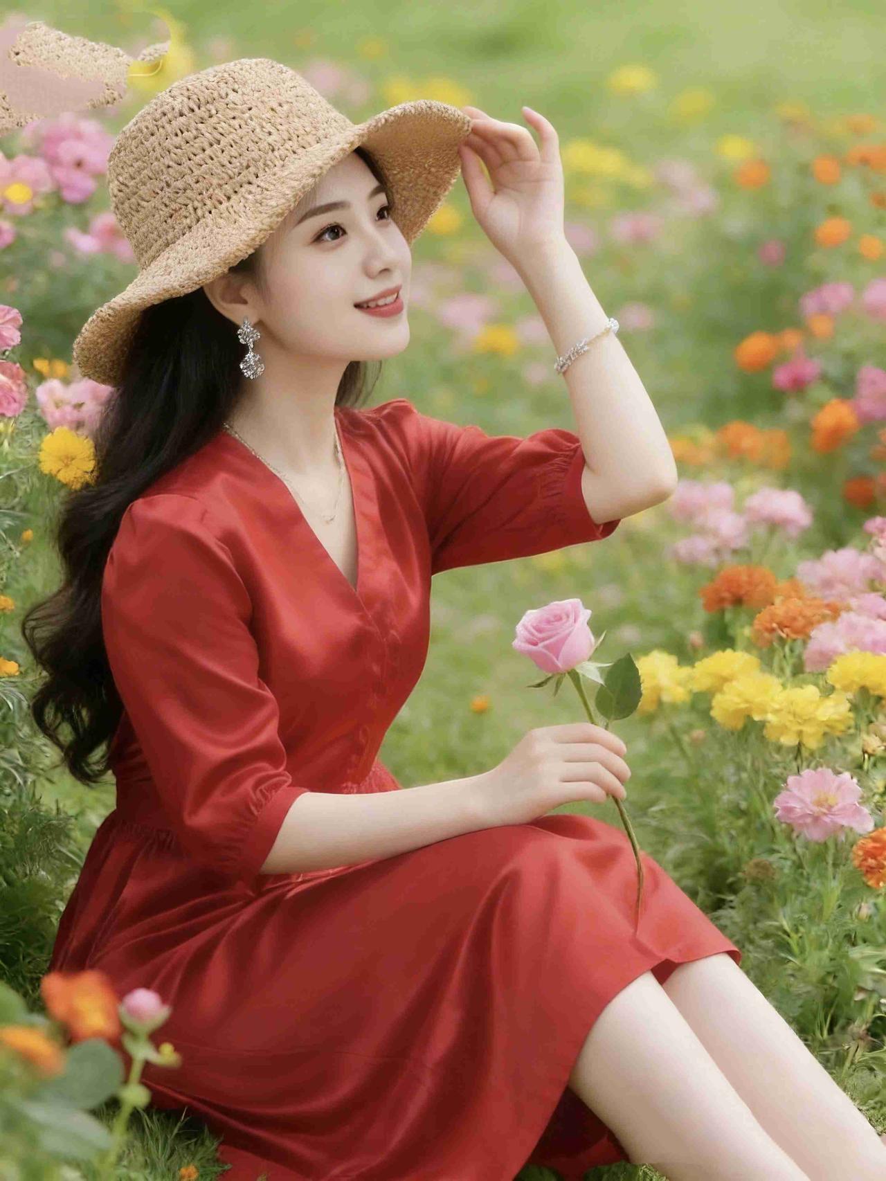 我的今日状态：😁轻松愉快
我这里的天气：☀️晴天
《花野红裙》
 
风把晴光揉