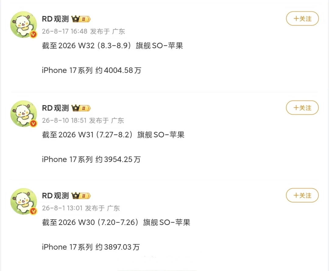 消息称 iPhone 17系列 中国区销量已突破4000万台