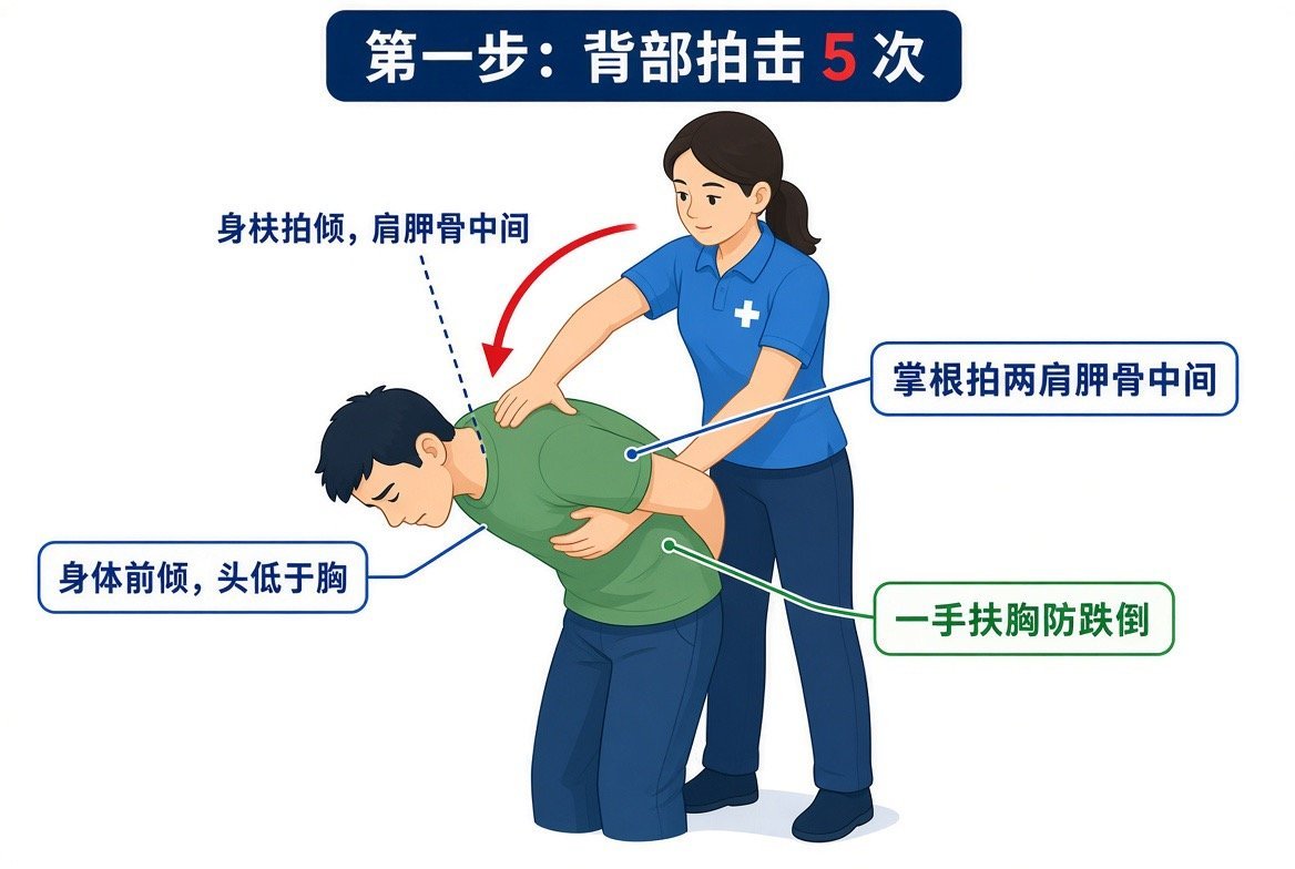 让几个AI生成了海姆立克法急救图解。你们哪个版本能记住就看哪个，最好用不到，但是