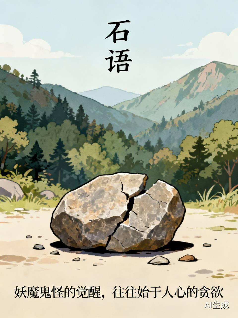 江湖怪谈•荒诞志277《石语》
山中有石，能言人过。樵夫拾之，石曰：“你昨日偷了