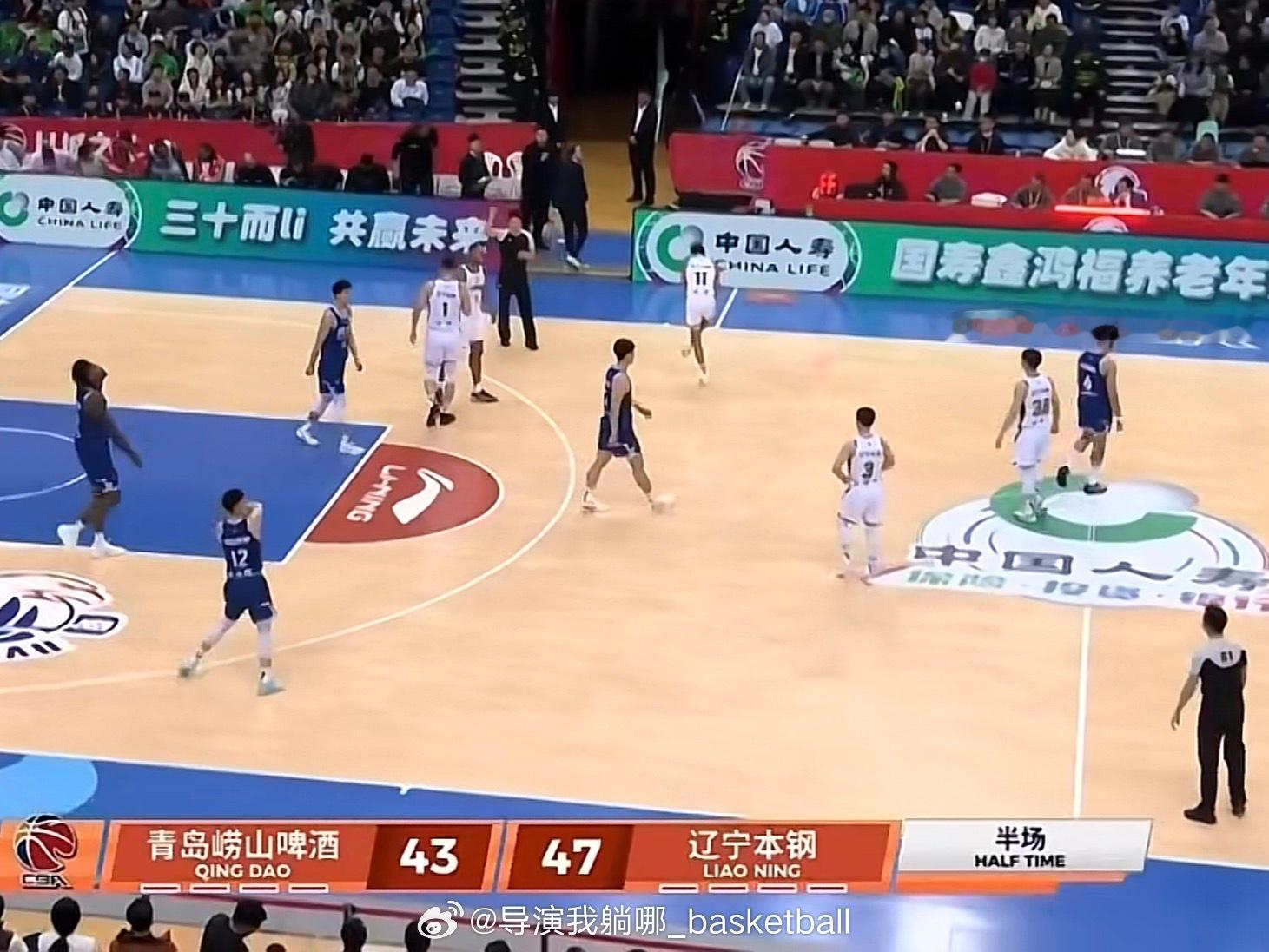 季后赛排名卡位战，辽宁男篮半场领先4分 