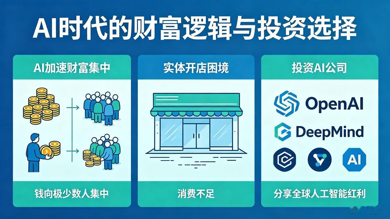 AI让钱向极少数人集中，现在开店面临的最大问题是消费不足，还不如把开店的钱去买全