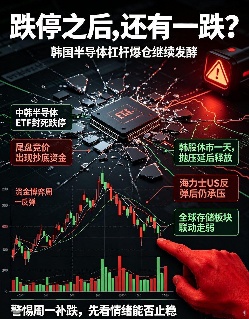 韩国半导体杠杆爆仓 盘面深度复盘一、A股中韩半导体ETF极端行情：跌停封板+尾盘