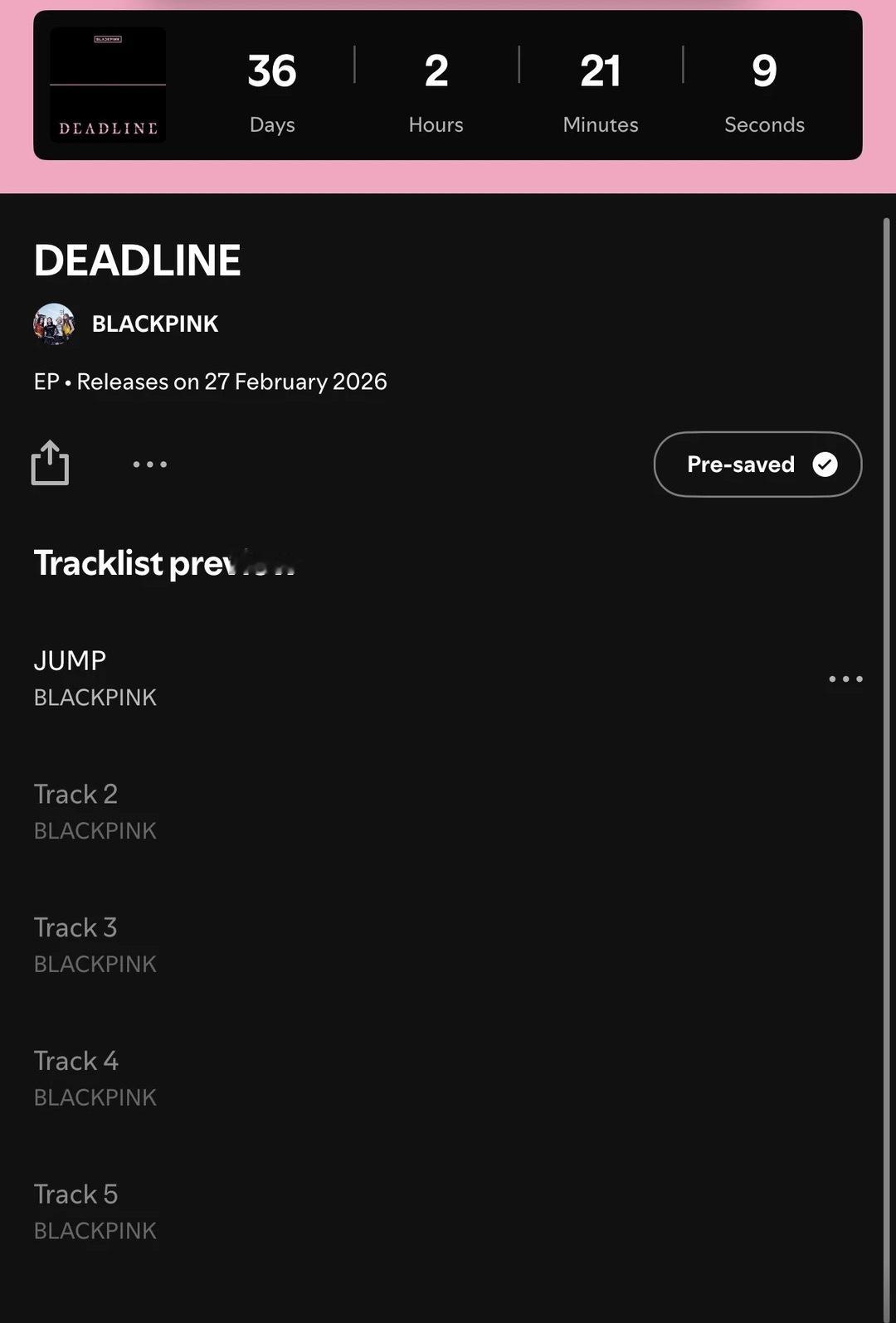 BLACKPINK新专辑剧透，共五首曲目！BLACKPINK新专辑有五首歌