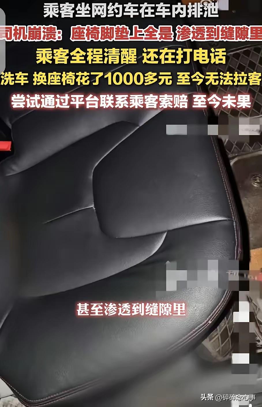 真把人恶心透了！

平台赔了座椅清洗费、换了新坐垫，还给了停运补贴——钱是到位了