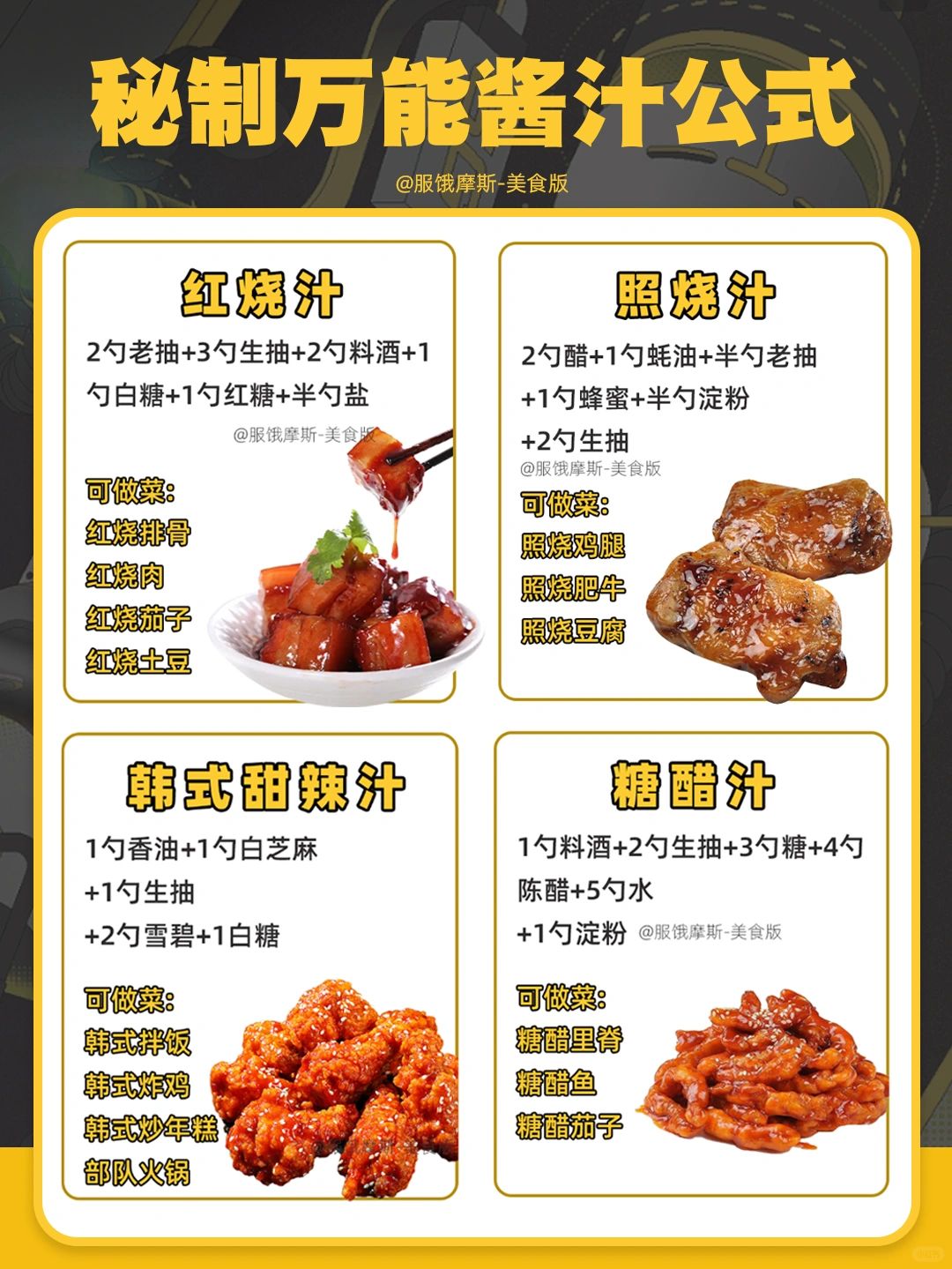 🔥秘制万能酱料公式，学会了做菜爆好嘛