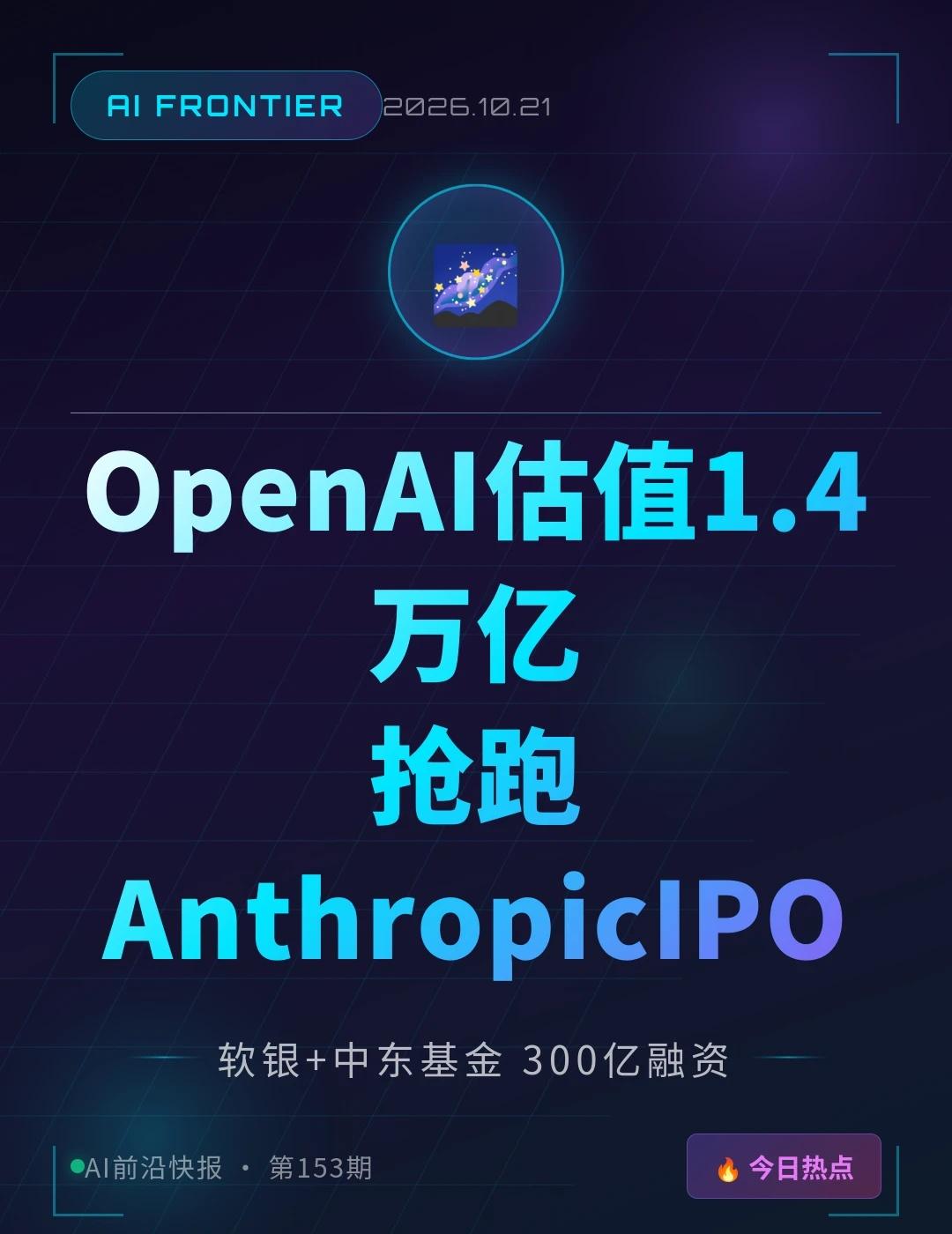 OpenAI估值1.4万亿 抢跑AnthropicIPO
 OpenAI估值冲到