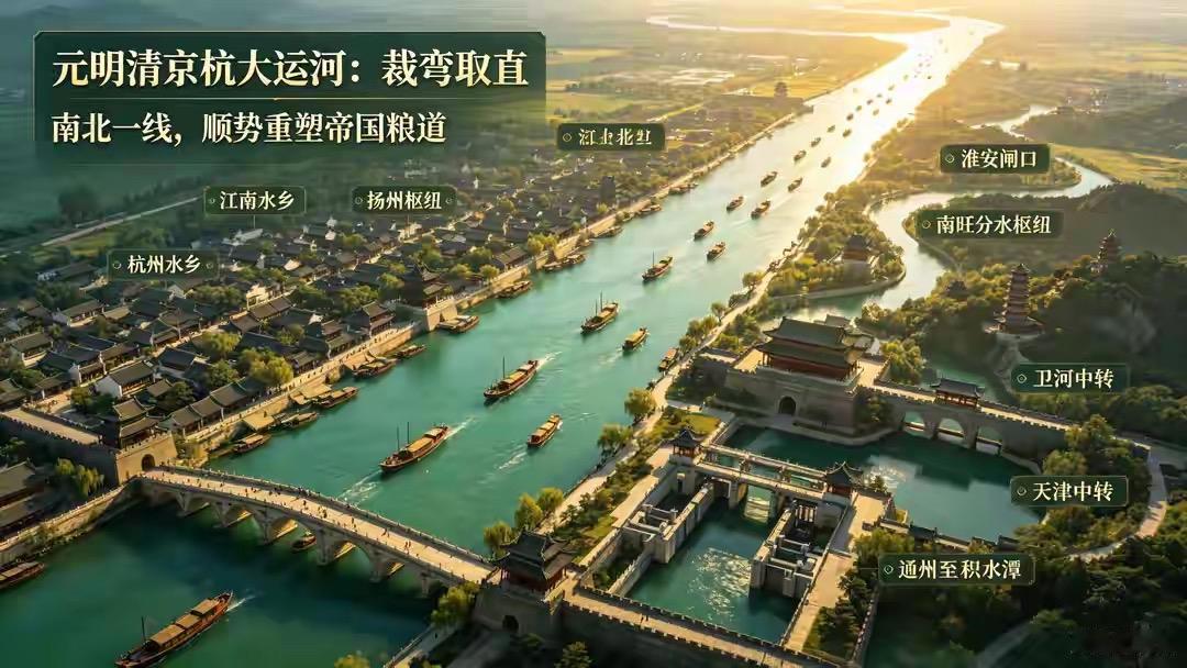 大运河并非一成不变的人工河道，两次关键改道藏着华夏千年顶级生存智慧。隋代依托古河
