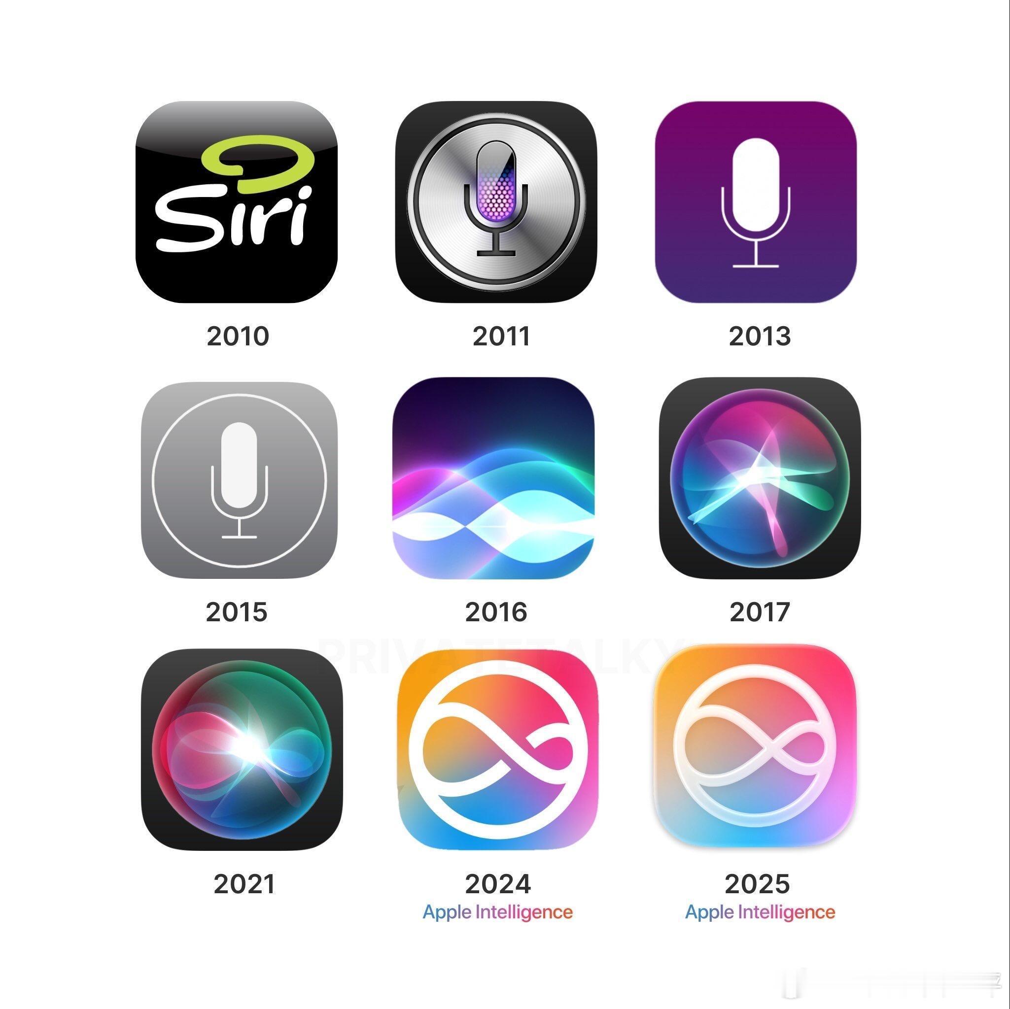 苹果Siri的LOGO演变历史，你是从哪一代开始用的？最喜欢哪个呢？ ​​​