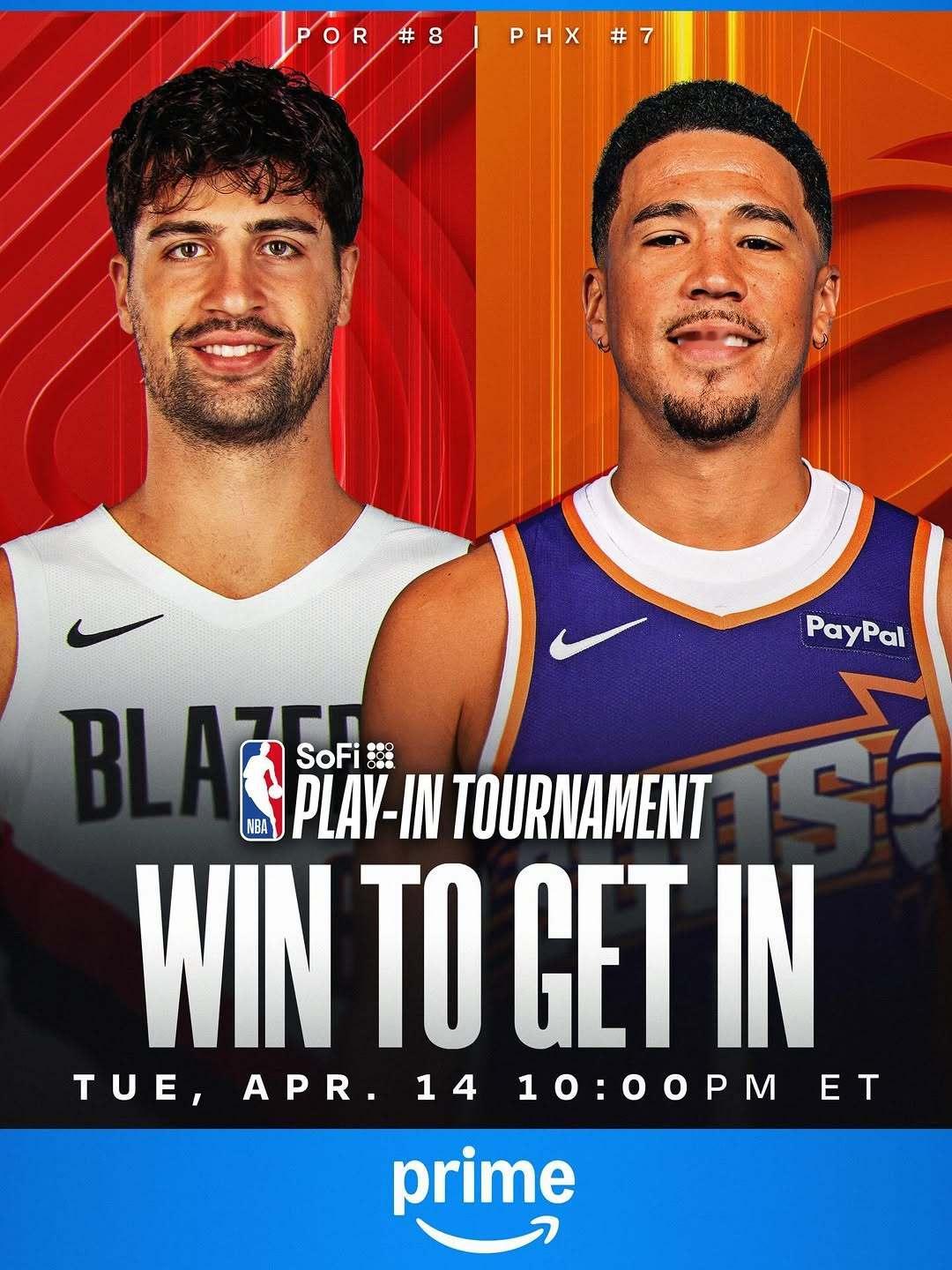 ESPN预测明天附加赛胜率：太阳60.4%，开拓者39.6%太阳和开拓者的胜者成