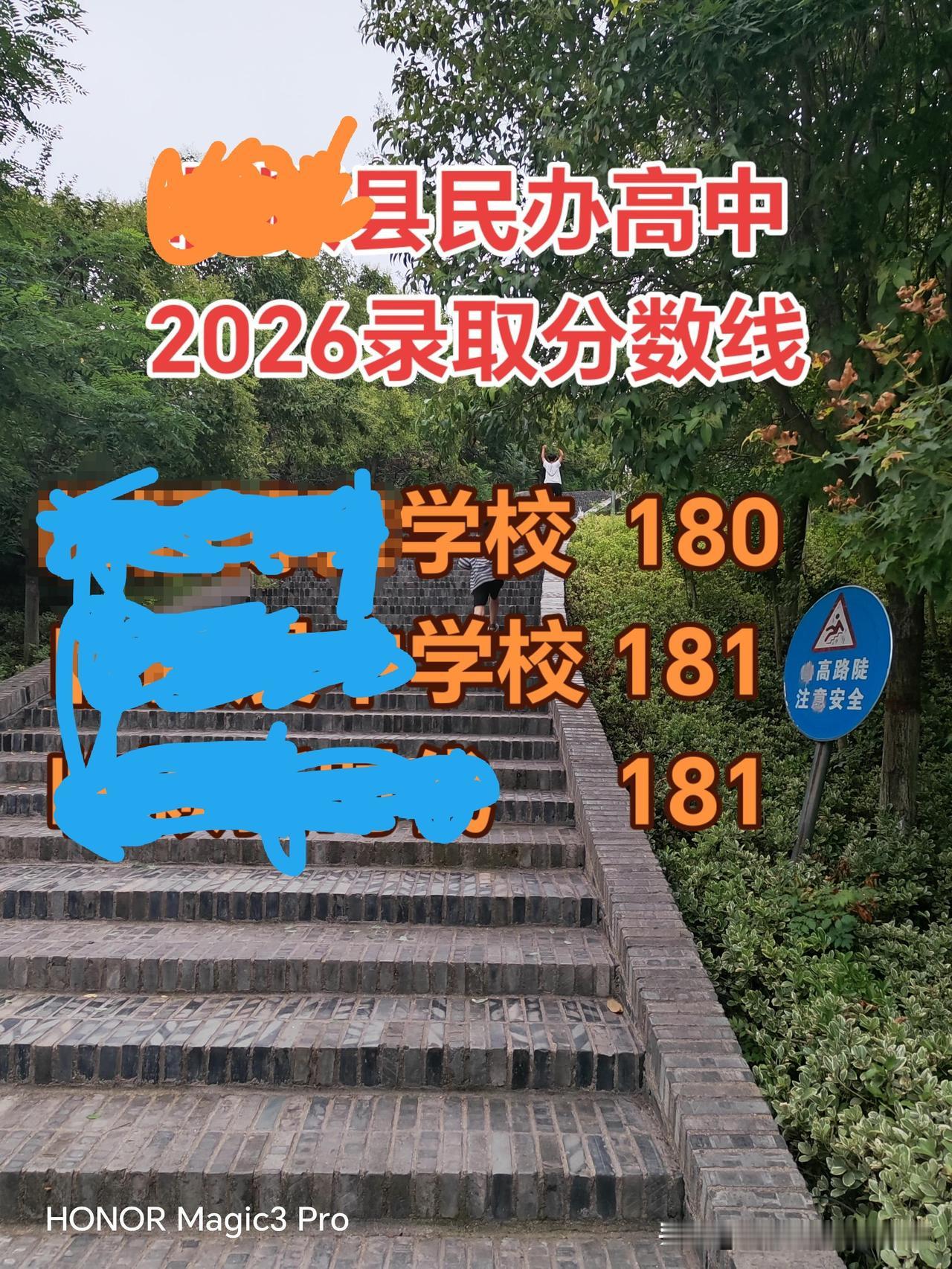 某些民办高中老师会发愁的？
        河南某县有三所民办高中，录取分数线为