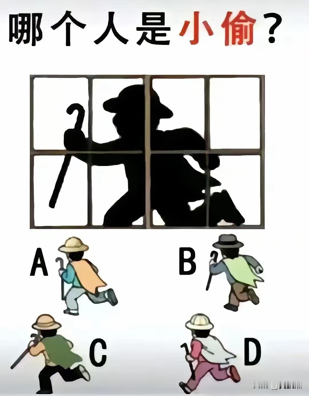 抓小偷，抓小偷，ABCD谁是小偷。