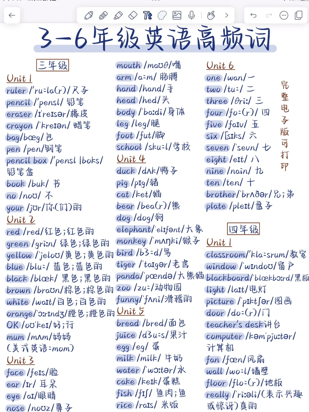 【小学／小升初】英语高频词🔥零基础救星！背了它，词汇量暴涨！记得帮孩子打印收藏...