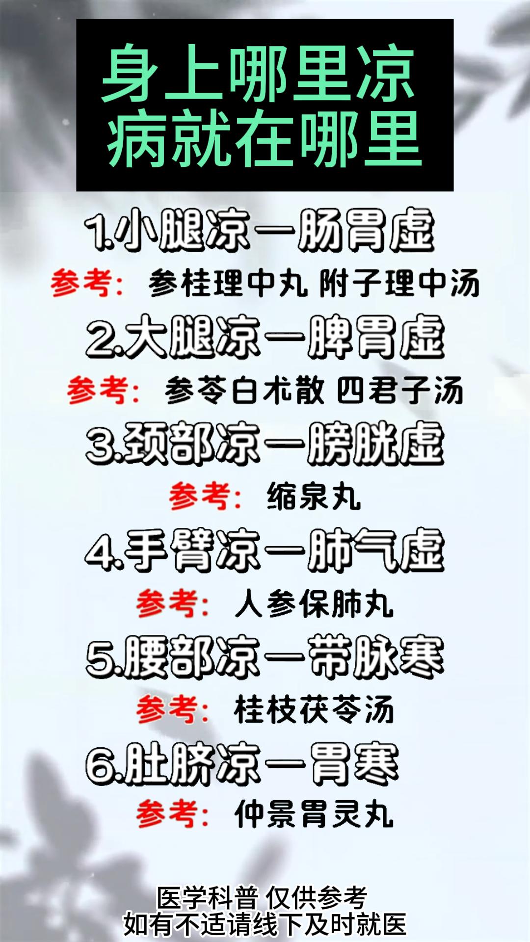 身上哪里凉 病就在哪里#中医##健康##中药#