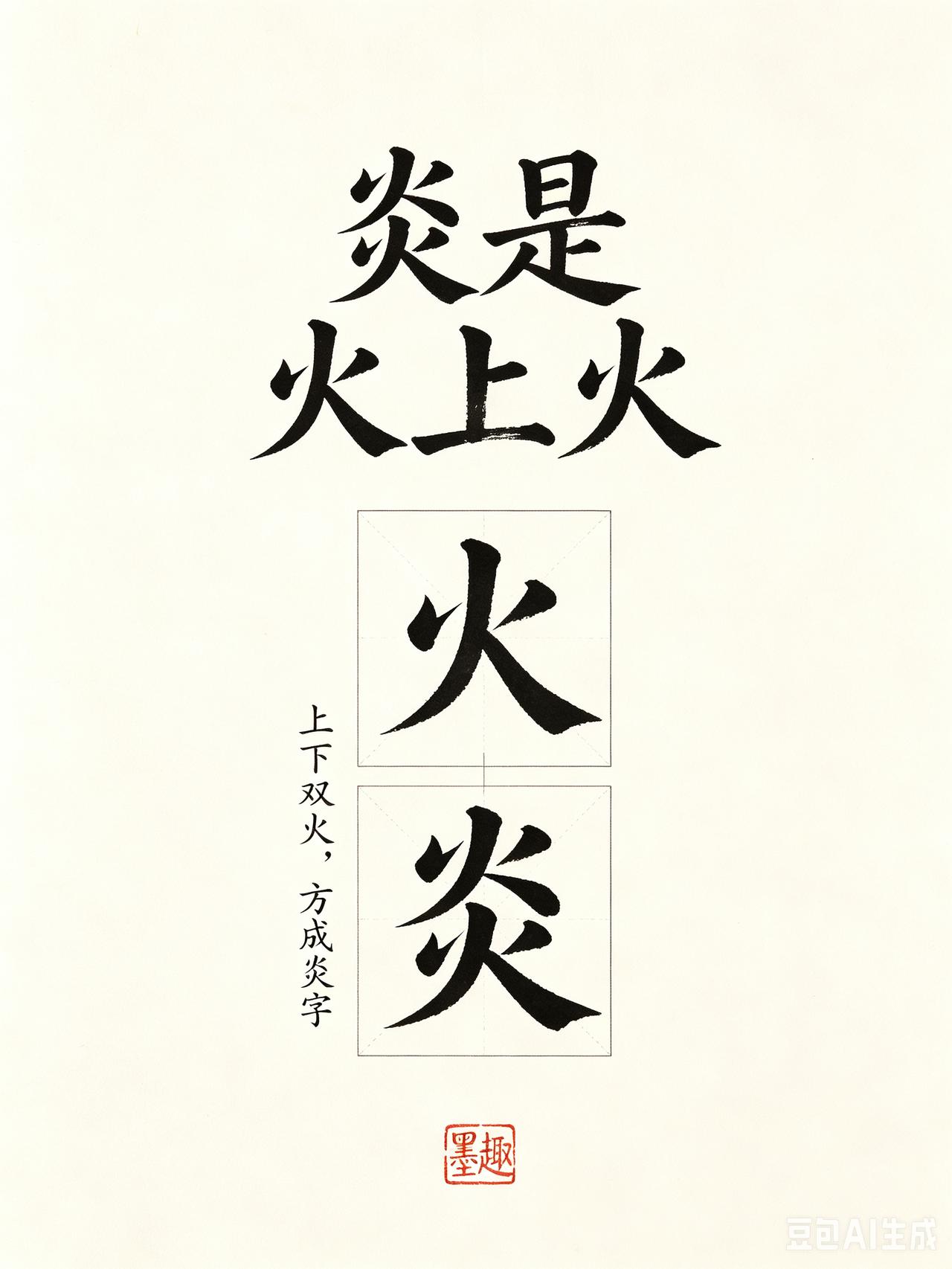 上联：出是山上山，求下联下联：炎是火上火（“炎”字由两个“火”上下叠成，结构与“
