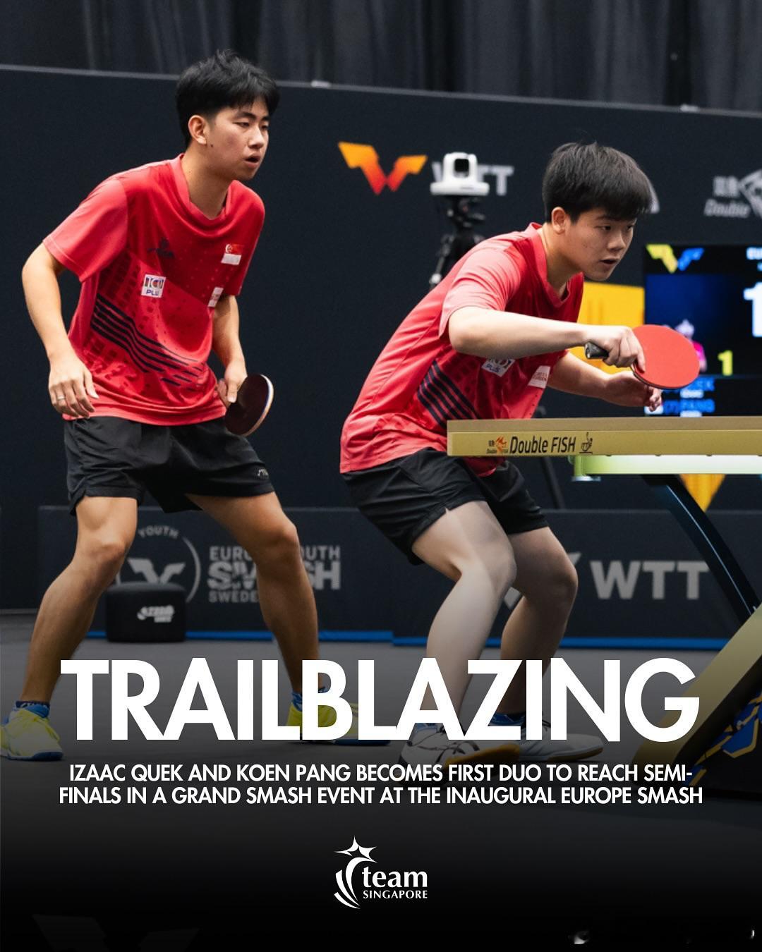 teamsingapore：开拓者郭勇与冯耀恩成为首对晋级大满贯男双半决赛的组合