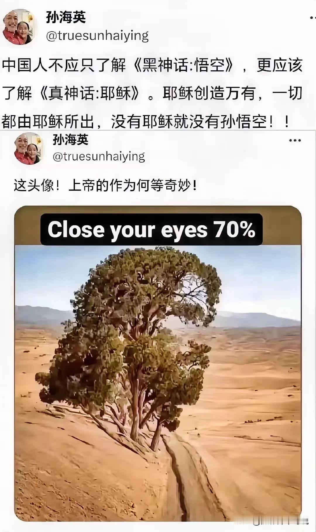 润人孙海英信教以后，成功地把自己活成了神经病笑话，一会儿美国历史远远长于中国，一