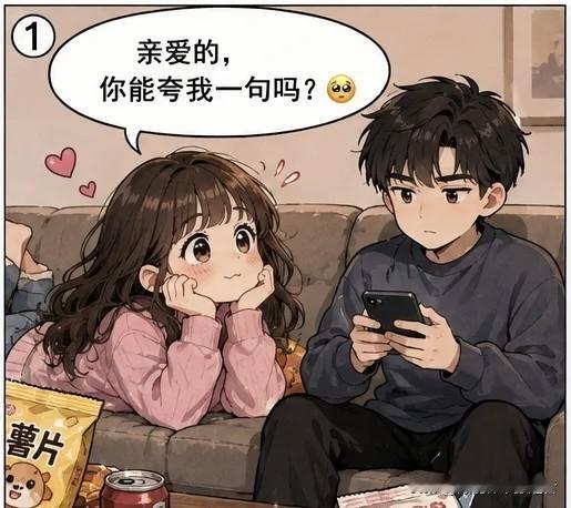 趣味漫画：男生每天的作死日常。女：亲爱的，你能夸我一句吗？男：嗯...让我想想。