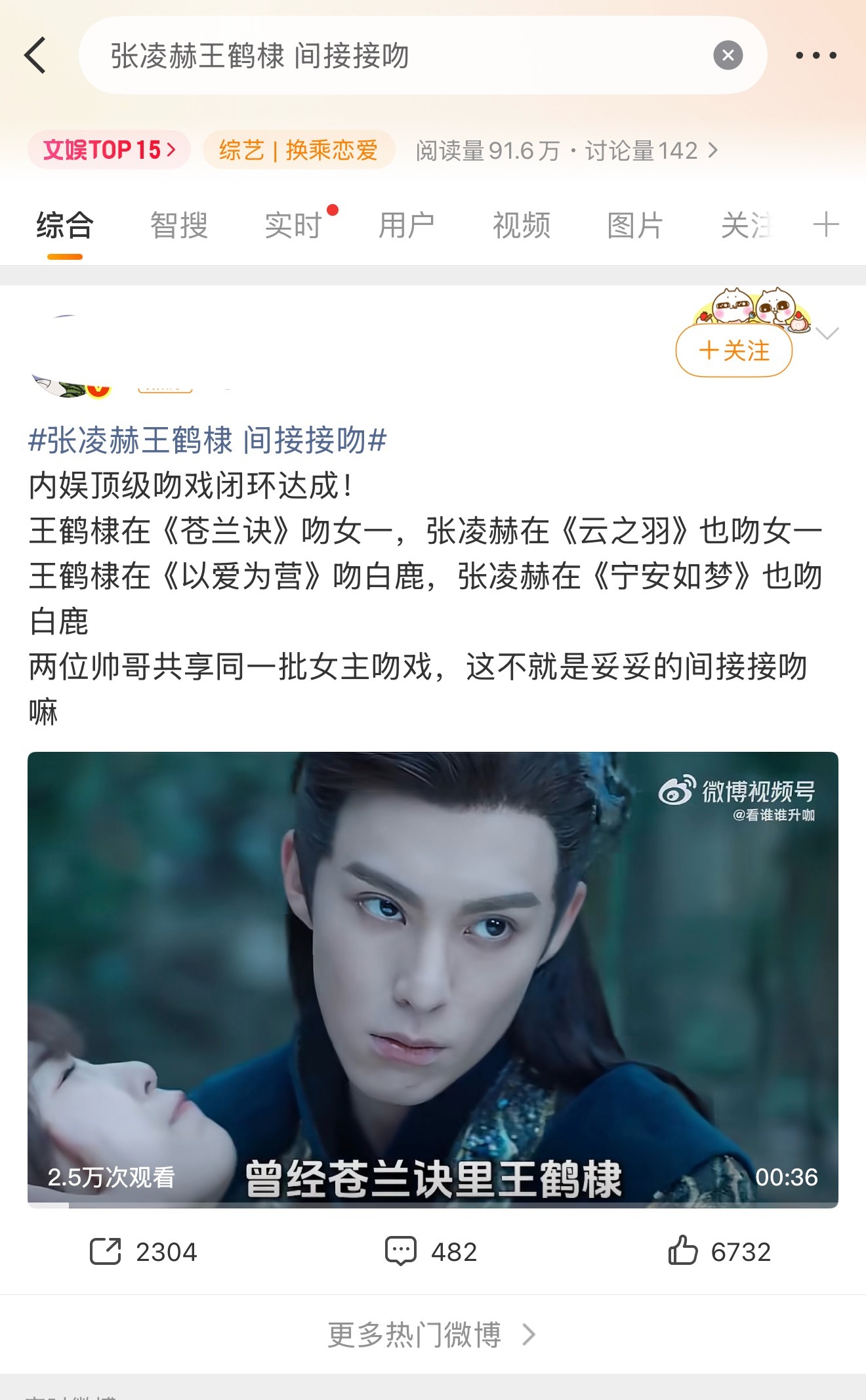 张凌赫王鹤棣 间接接吻啊也不必这样害张凌赫吧… 