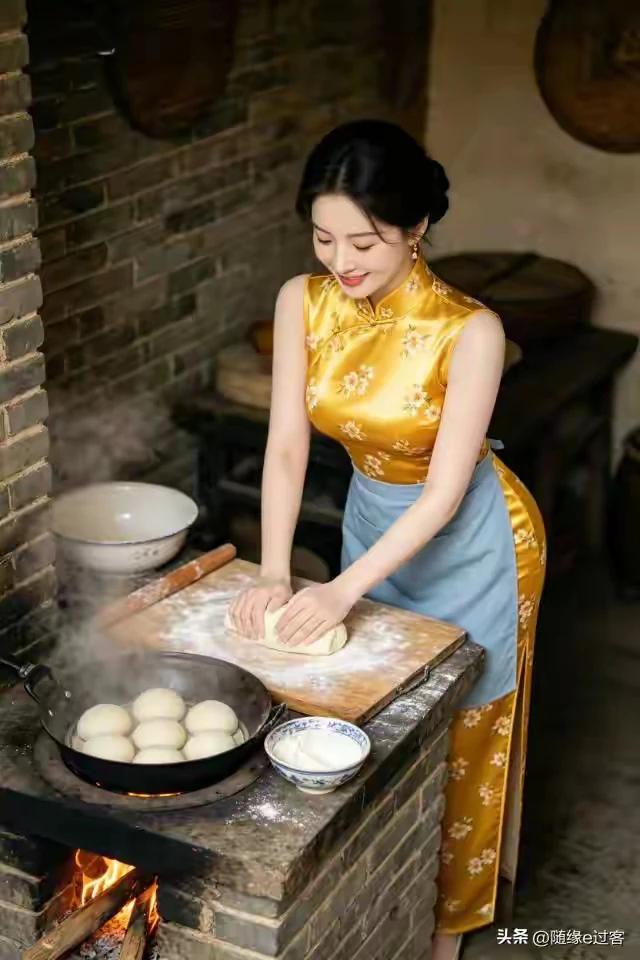 人间烟火，灶台走来，
美味包子，秀色可餐。
农村妇女，上得厅堂，
下得厨房，和睦