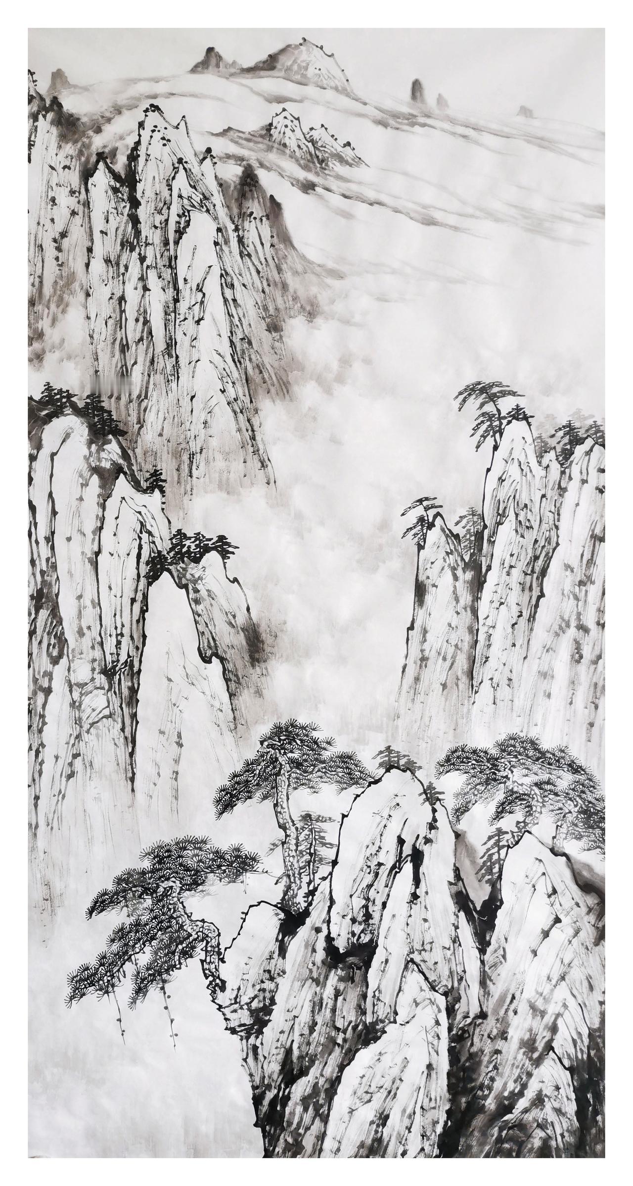 中国山水画（原创）作品欣赏
尺寸：四尺（138x68）水墨中国山水画 水墨风格山