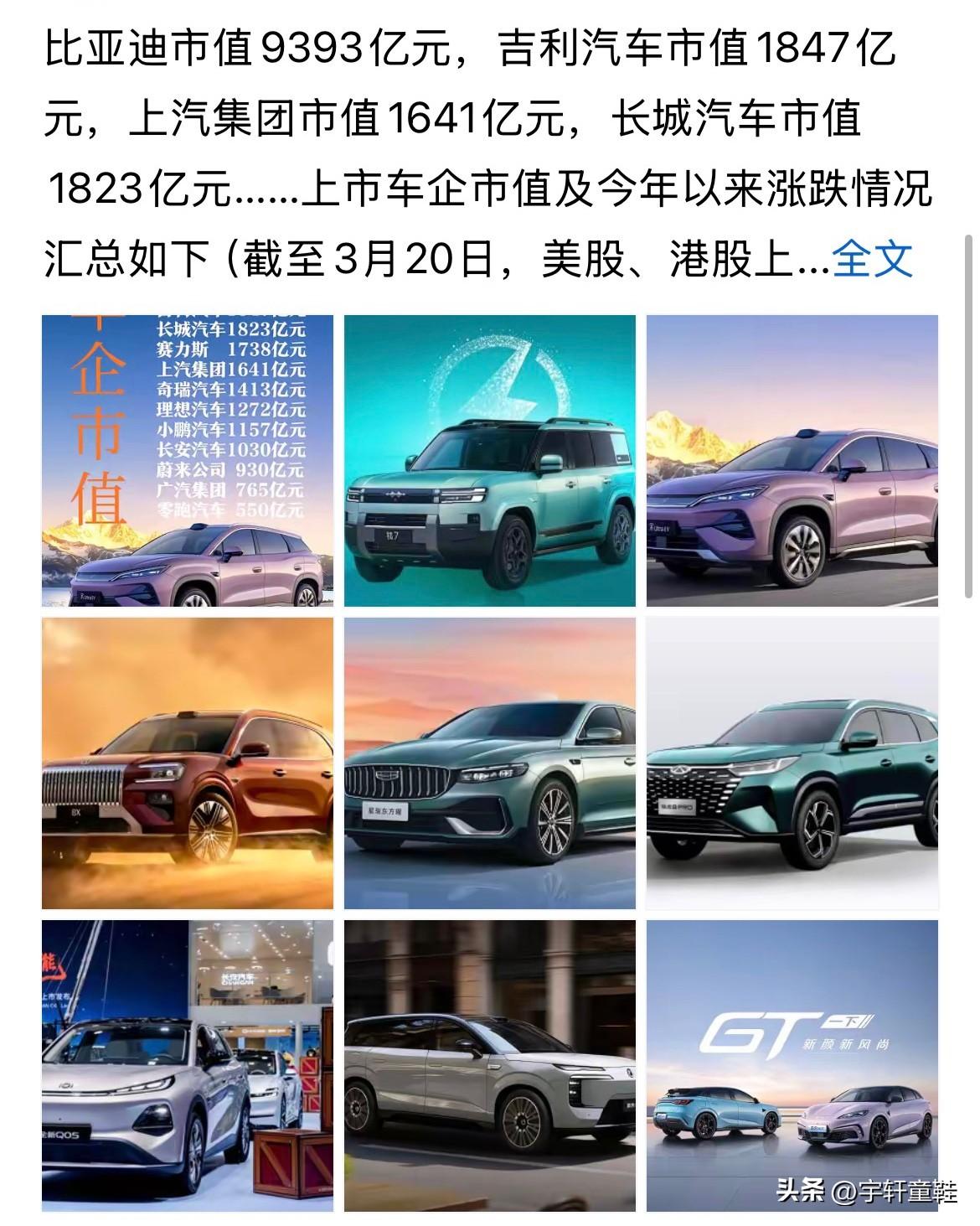 拿比亚迪的市值跟国内车企厂家比，只能说有点欺负人了！
原因很简单，大家都知道比亚