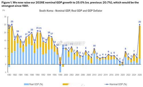 今年韩国的名义GDP预计增长25%…1981年以来最高从现有的20.7%上调至2