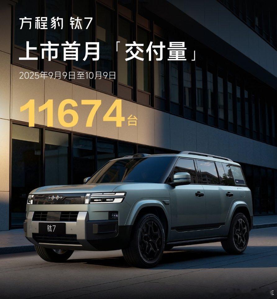 方程豹钛7上市首月交付11674台，又一个现象级爆款方程豹钛7 ​​​
