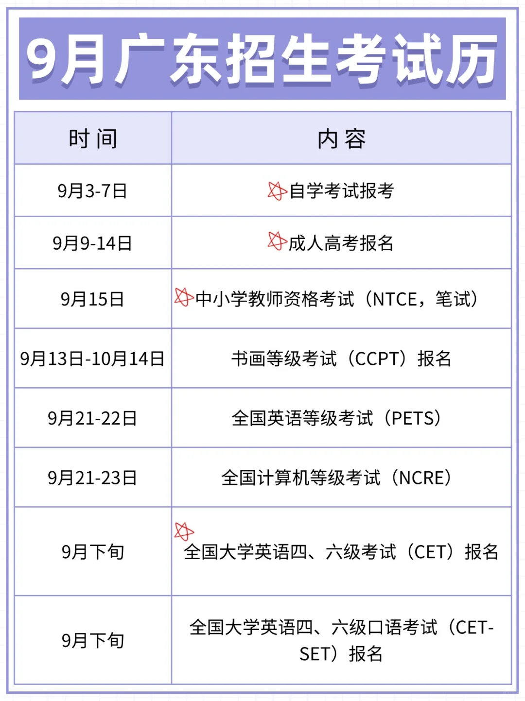 9月招考安排!!成考、自考教资均有安排!!