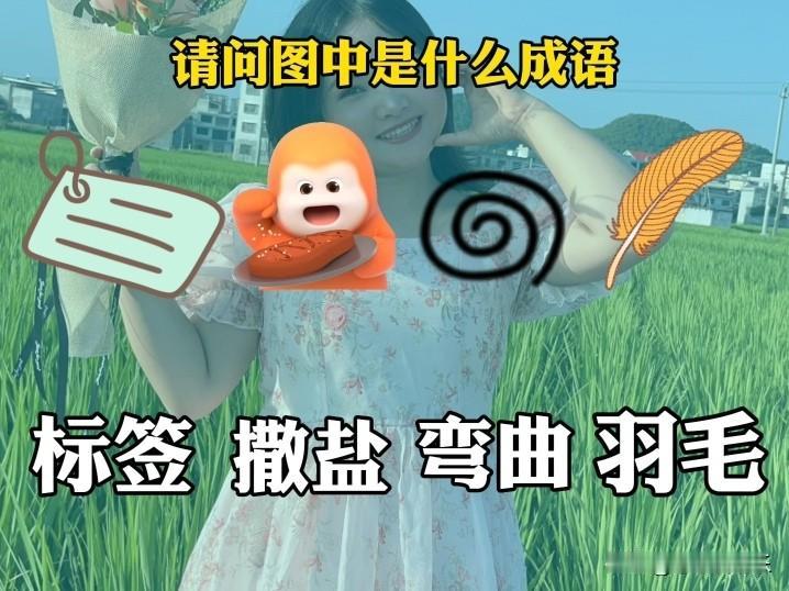 来玩成语大挑战啦！就从“撒盐、弯曲、羽毛”这些元素找成语。先说带“盐”的，像“盐