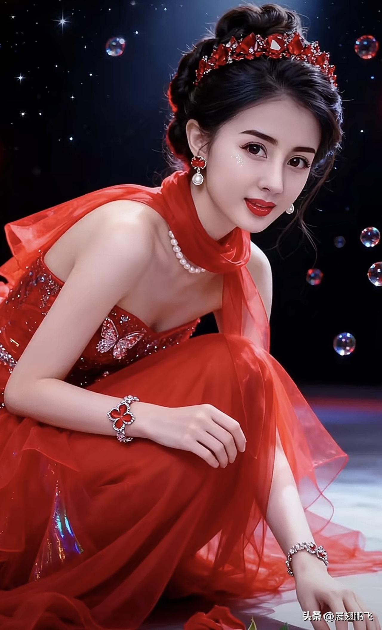 红衣美人，星河闪烁。红衣花裙少女 红衣女拍照 红衣温柔少女 红衣女拍照 红衣温柔