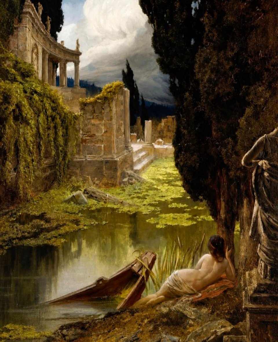 Classical Ruins with a Maiden in the For