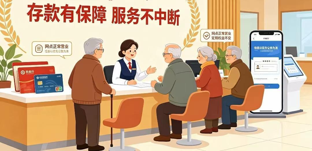 今天去农商行存钱，听见几个大爷大妈在聊农商行要合并的事，有一位大爷可能早年是做生