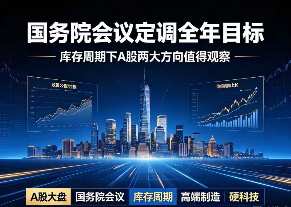 国务院会议定调全年目标，库存周期下A股两大方向值得观察8月17日国务院召开第十二