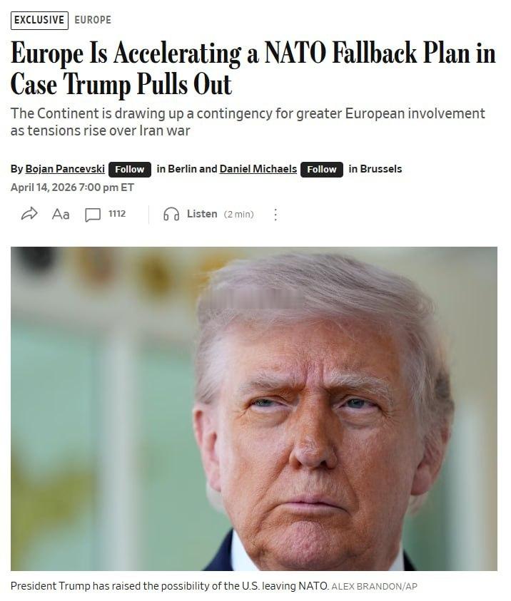 WSJ报道，美国总统多次扬言可能退出北约的情势下，欧洲正加速制定一项“欧洲版北约