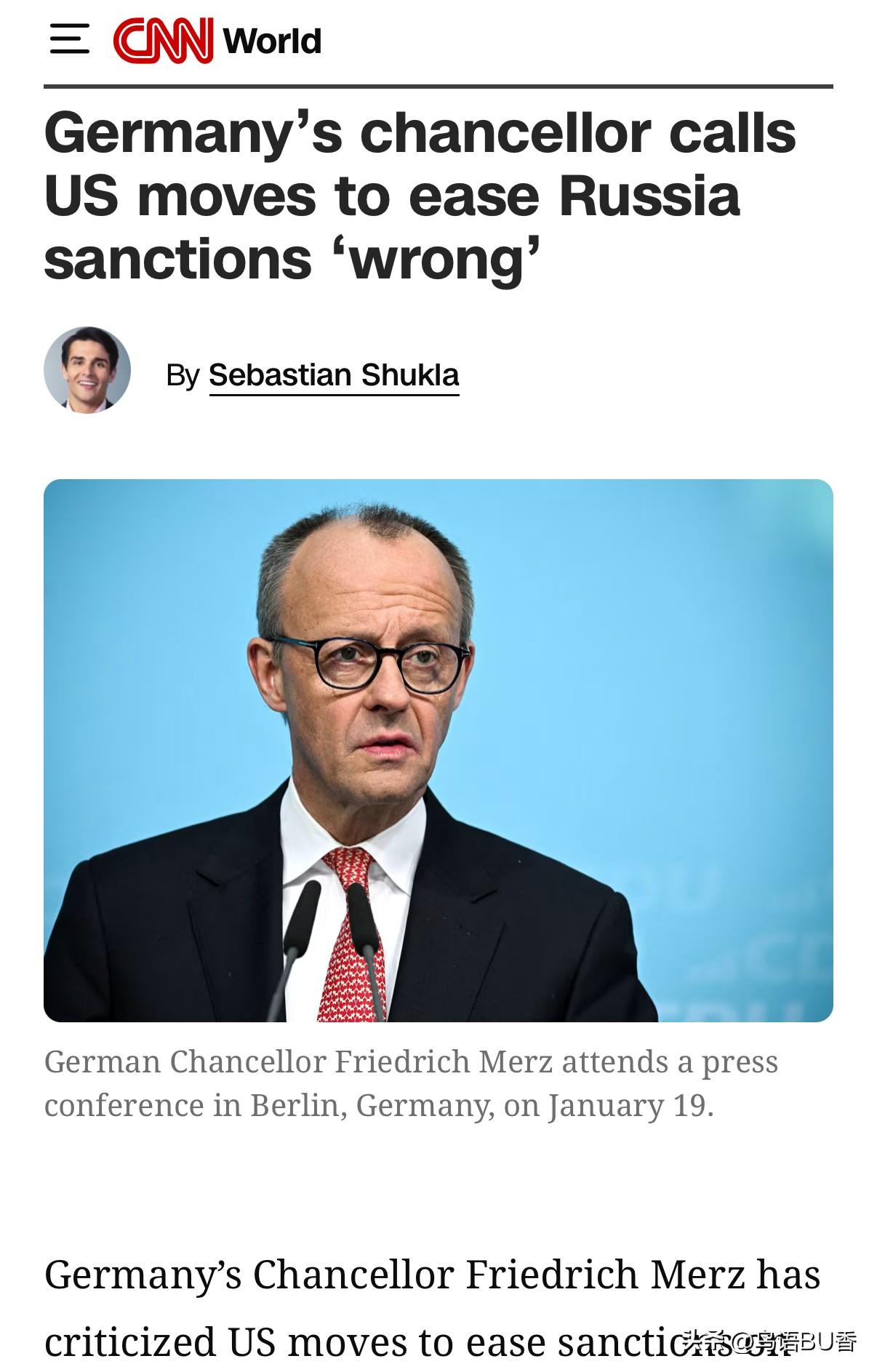 欧美如今是“各自为战”，他们关注点不同，其行为也不同的。
   德国总理莫茨批评