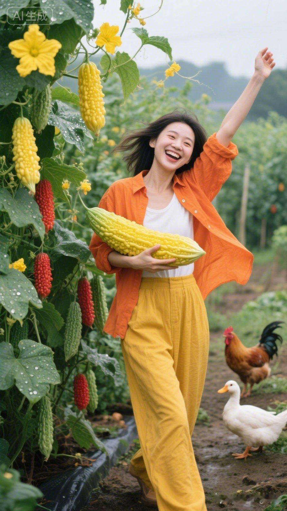 田园风光好，笑语满枝头。