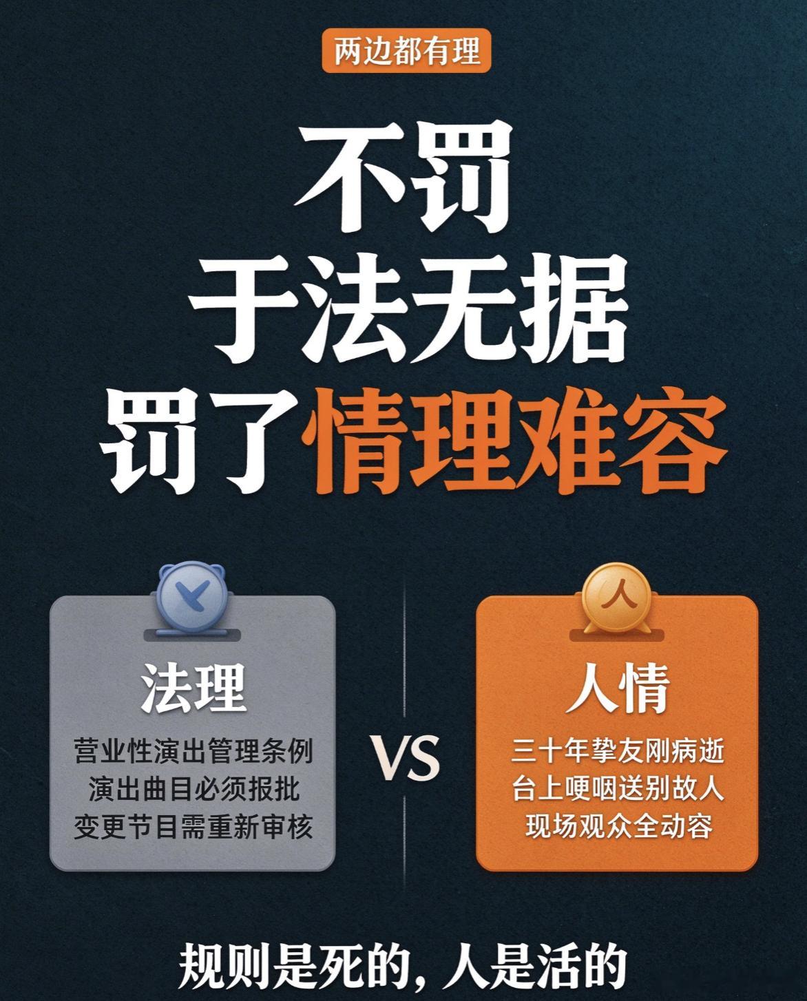 那英演唱会致敬刘欢不该一罚了之 从法规角度，上次郭德纲临时改编搞出了轩然大波，所
