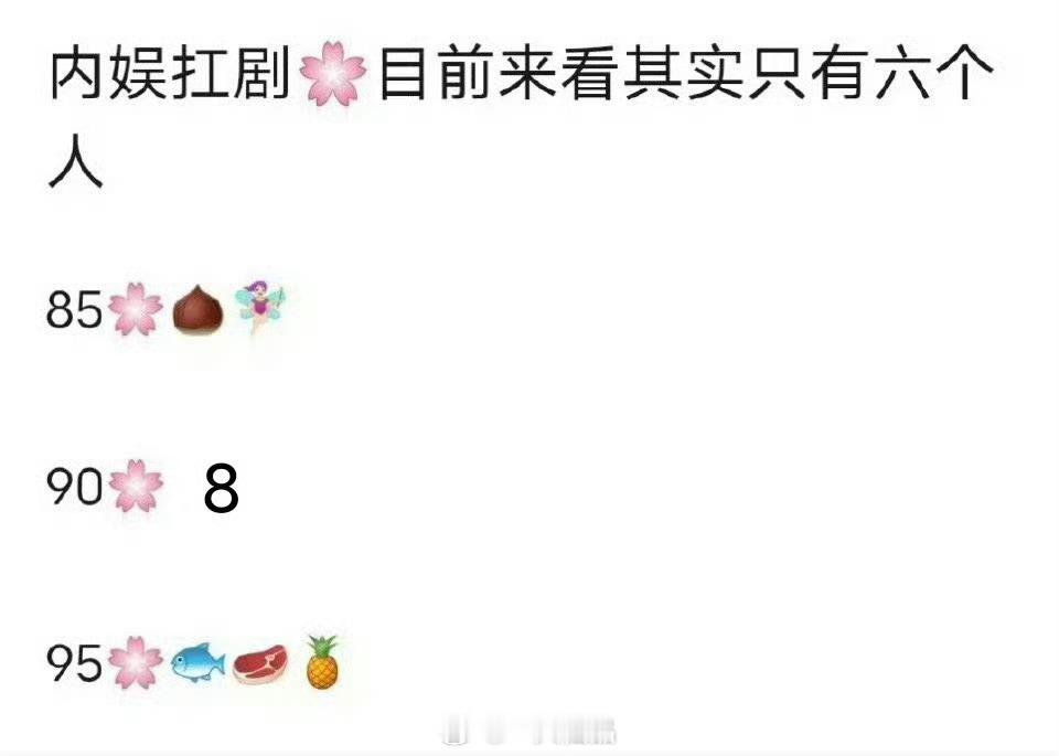 目前内娱扛剧花只有6位85🌸：赵丽颖、刘亦菲90🌸：迪丽热巴95🌸：虞书欣