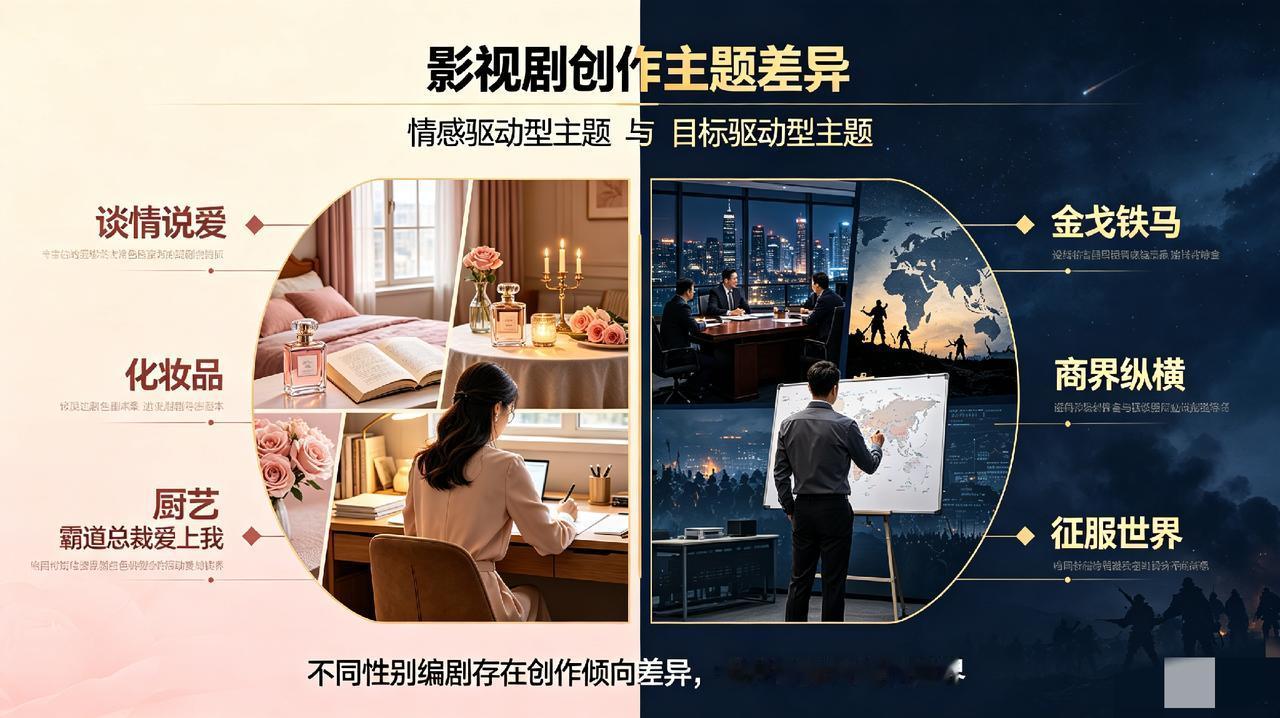 男女编剧写短剧，关注点完全不在一个频道。
 
同样是写影视剧、网络短剧，男女编剧