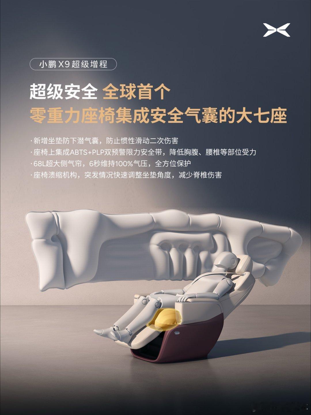 想要超安全、超舒适、超便利的家用大七座？小鹏X9超级增程来啦！全球首搭零重力座椅