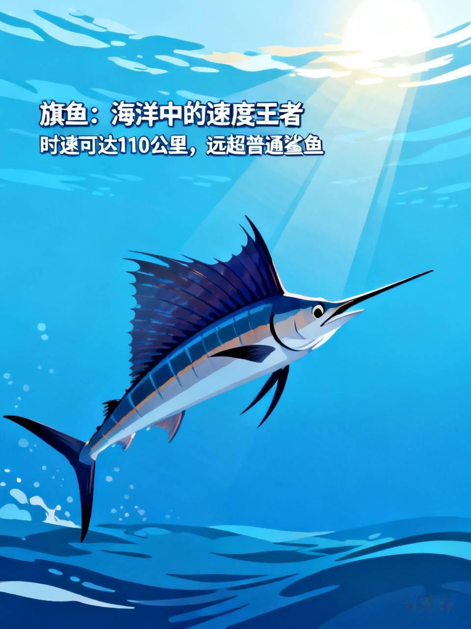 什么鱼跑得比鲨鱼还快？
       早前刷海洋纪录片时，我看到一组旗鱼的实测数