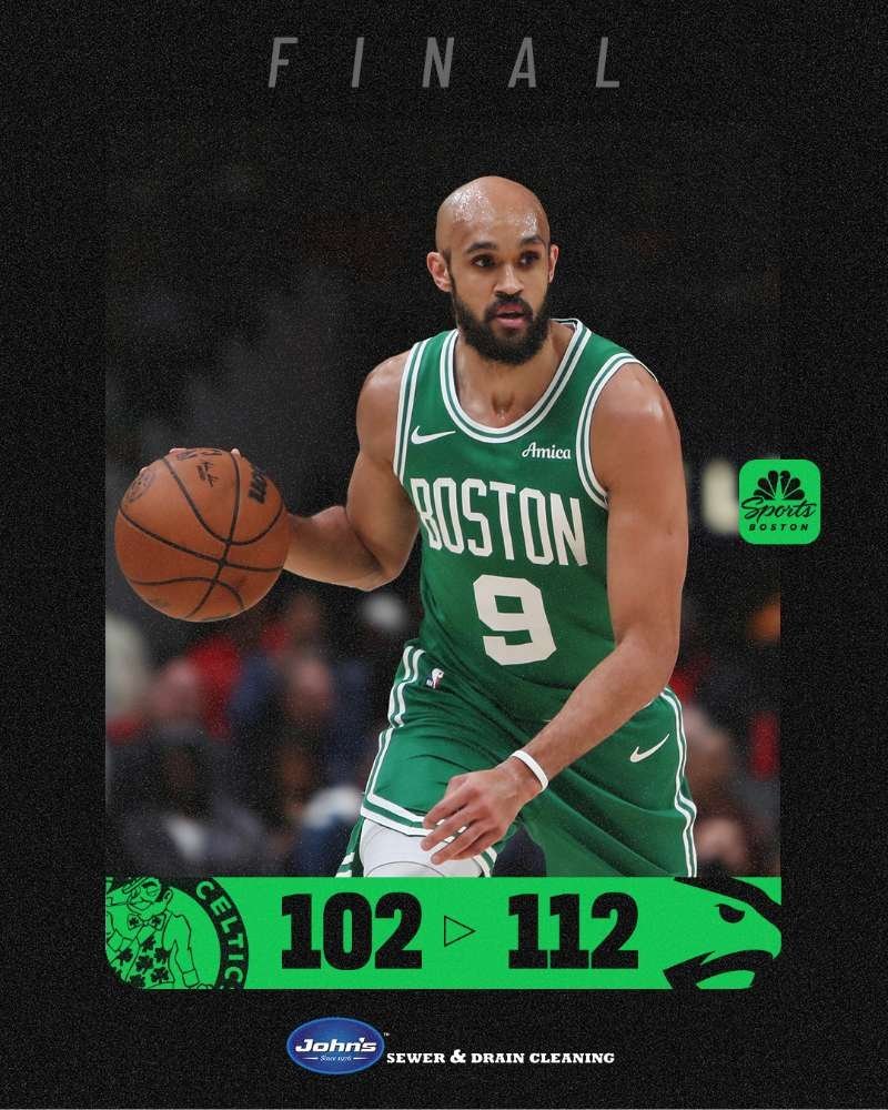 102：112客场负于老鹰，没能实现继续连胜。背靠背比赛，塔图姆休战，第三节突然